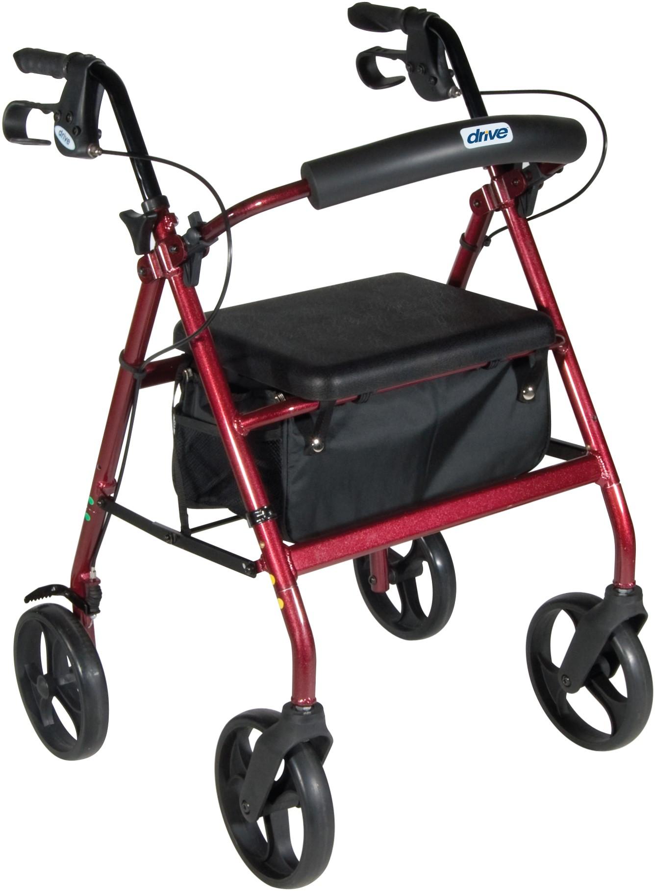Aluminum Rollator, 7.5" Casters, Fold-Up and Removable Back Support, Flip-Up Seat, Removable Wheels, Loop Locks Aluminum Rollator, 7.5" Casters, Fold-Up and Removable Back Support, Flip-Up Seat, Removable Wheels, Loop Locks